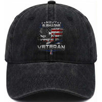 Navy Submarine Veteran Washed Cotton Baseball Cap Military Patriotic Vintage American Flag