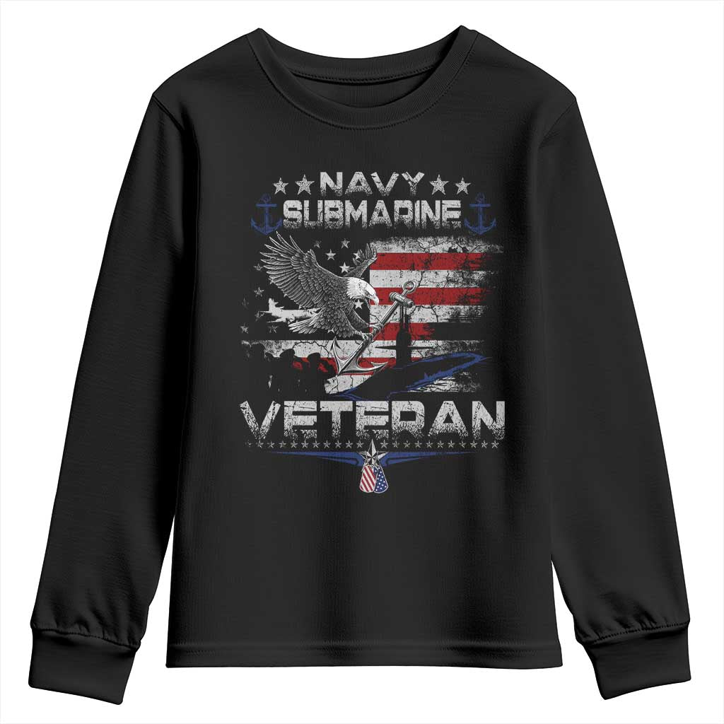 Navy Submarine Veteran Youth Sweatshirt Military Patriotic Vintage American Flag
