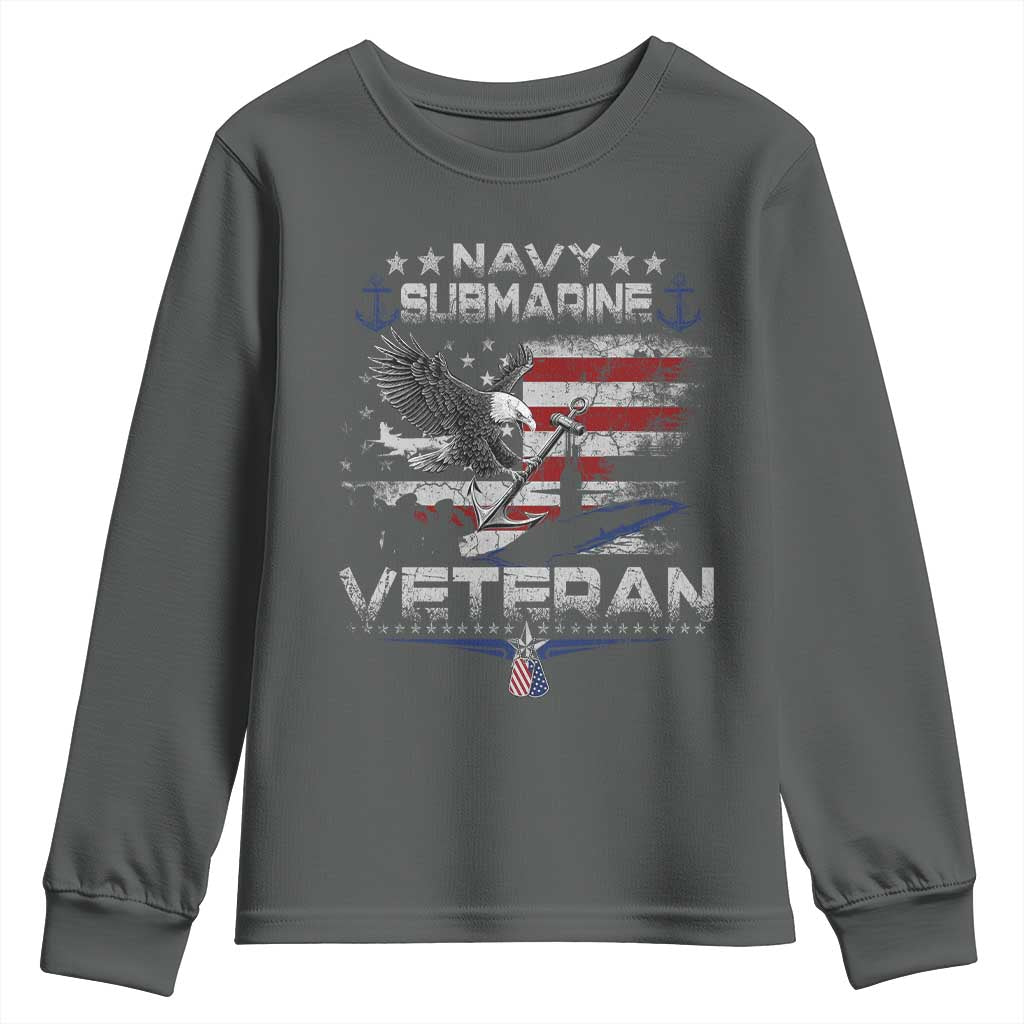Navy Submarine Veteran Youth Sweatshirt Military Patriotic Vintage American Flag