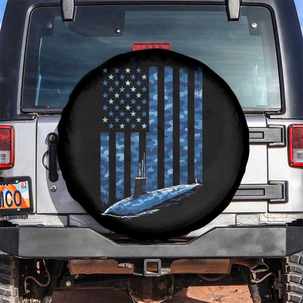 Patriotic Submarine Veteran Spare Tire Cover Submariner Vintage Camo American Flag - Wonder Print Shop
