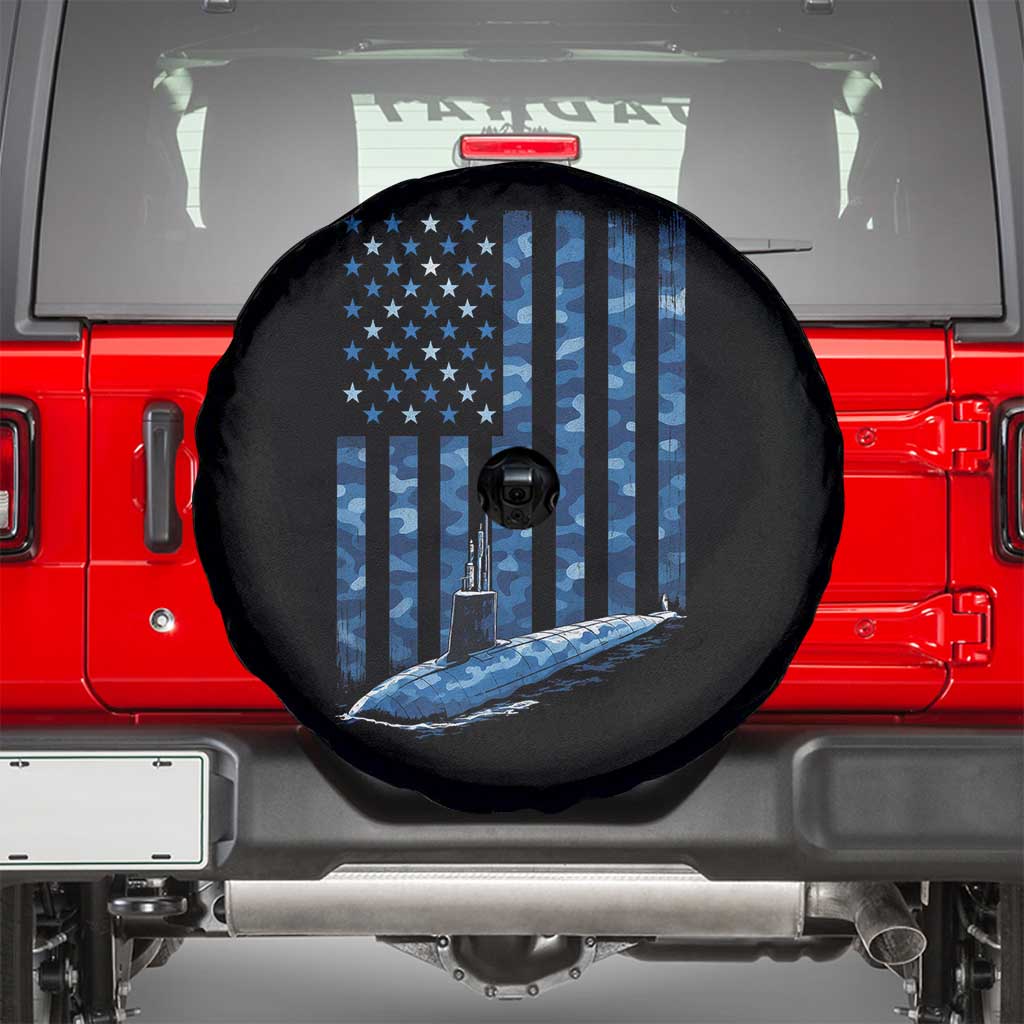 Patriotic Submarine Veteran Spare Tire Cover Submariner Vintage Camo American Flag - Wonder Print Shop