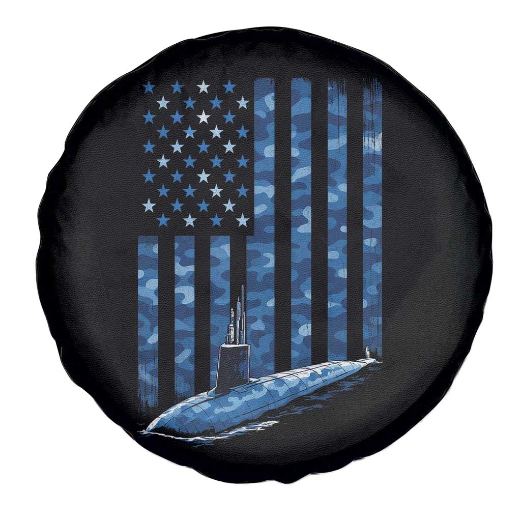 Patriotic Submarine Veteran Spare Tire Cover Submariner Vintage Camo American Flag - Wonder Print Shop