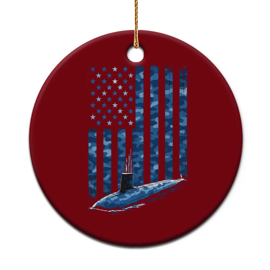 Patriotic Submarine Veteran Ceramic Ornament Submariner Vintage Camo American Flag - Wonder Print Shop