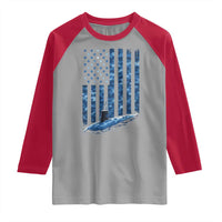 Patriotic Submarine Veteran Raglan Shirt Submariner Vintage Camo American Flag - Wonder Print Shop