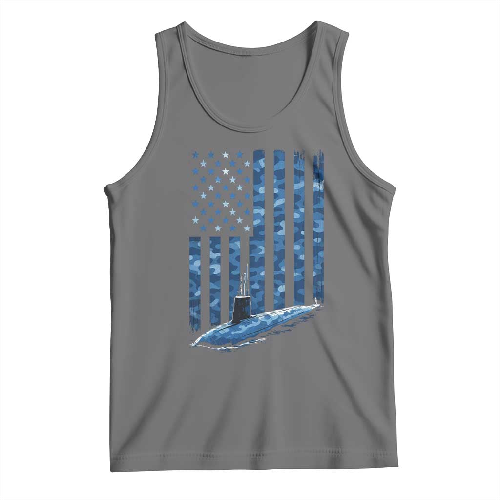 Patriotic Submarine Veteran Tank Top Submariner Vintage Camo American Flag - Wonder Print Shop