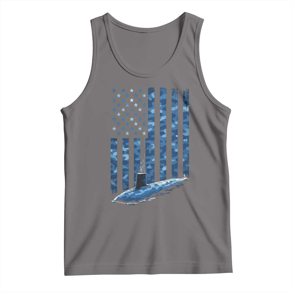 Patriotic Submarine Veteran Tank Top Submariner Vintage Camo American Flag - Wonder Print Shop