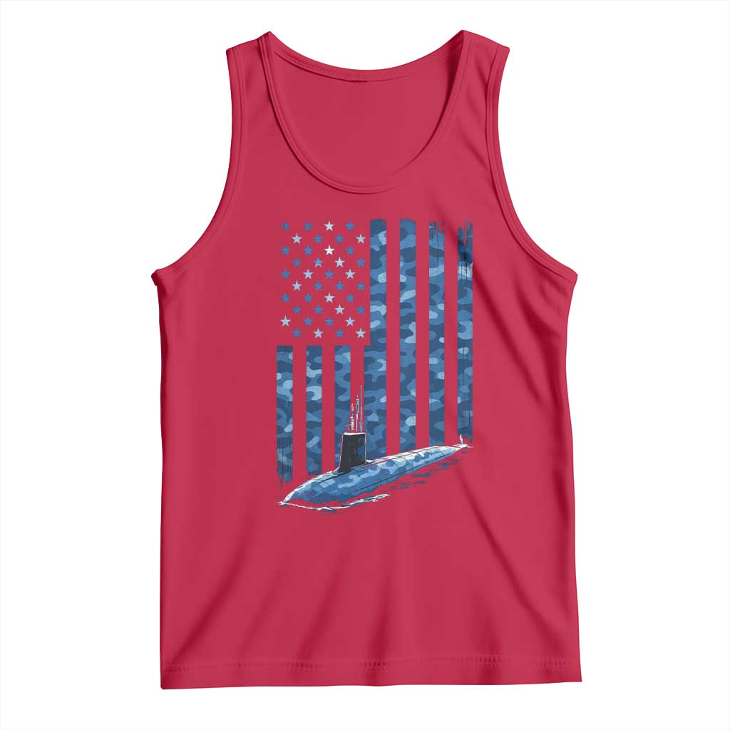Patriotic Submarine Veteran Tank Top Submariner Vintage Camo American Flag - Wonder Print Shop