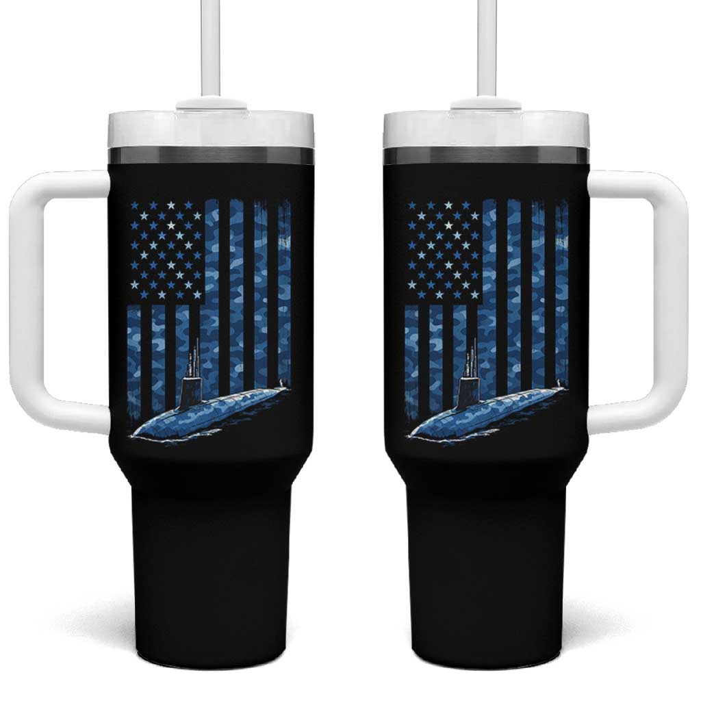 Patriotic Submarine Veteran Tumbler With Handle Submariner Vintage Camo American Flag - Wonder Print Shop