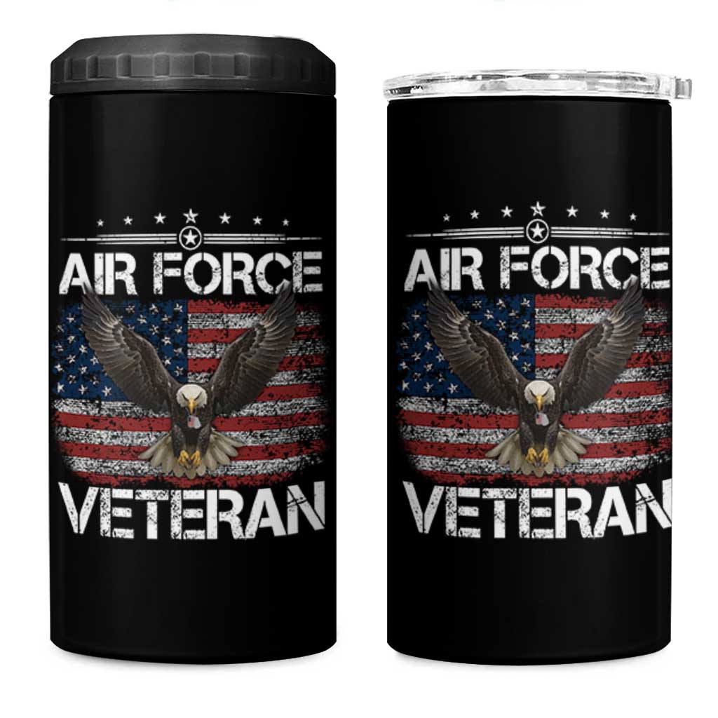 Air Force Veteran 4 in 1 Can Cooler Tumbler Bald Eagle Vintage American Flag - Wonder Print Shop