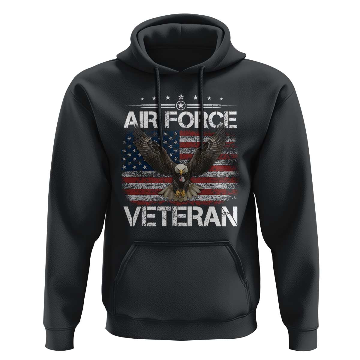 Air Force Veteran Hoodie Bald Eagle Vintage American Flag - Wonder Print Shop