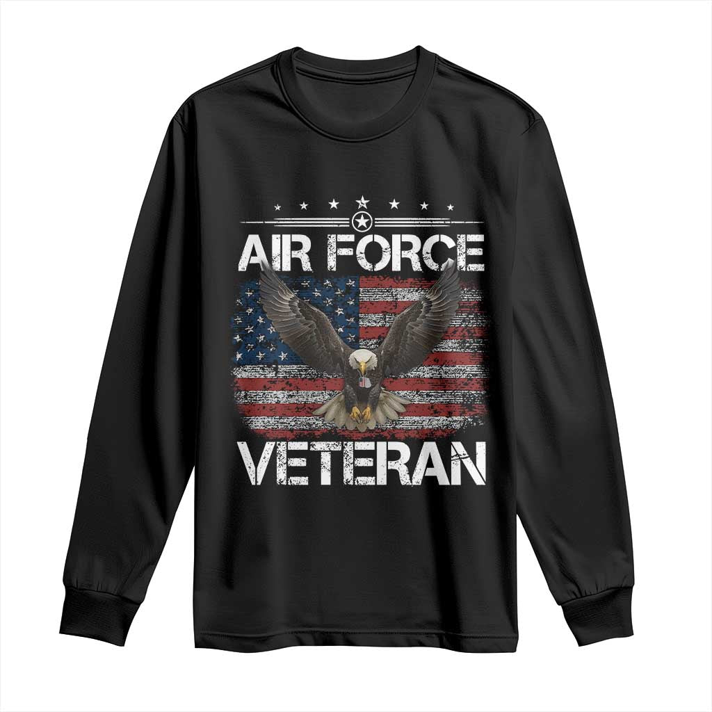 Air Force Veteran Long Sleeve Shirt Bald Eagle Vintage American Flag - Wonder Print Shop