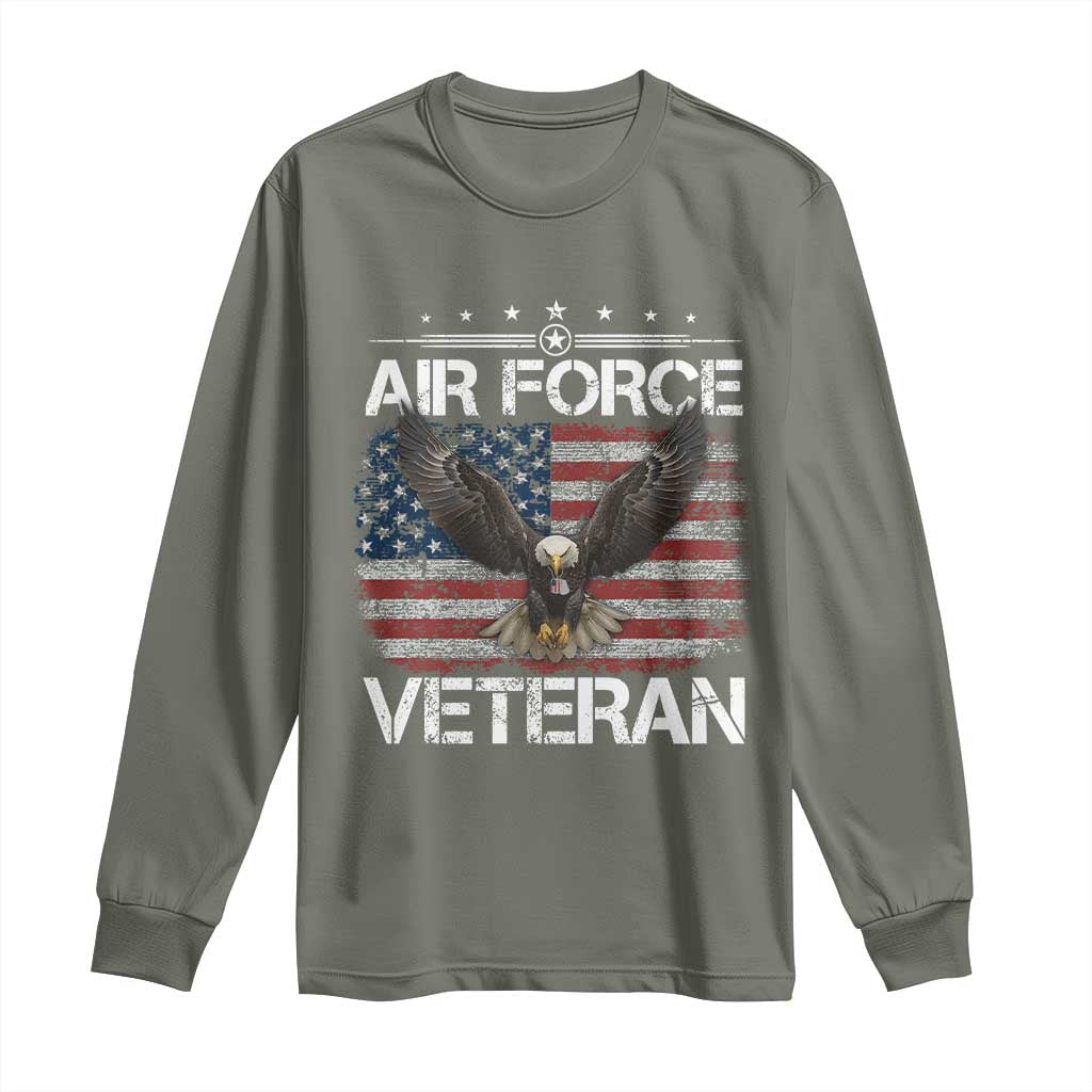 Air Force Veteran Long Sleeve Shirt Bald Eagle Vintage American Flag - Wonder Print Shop
