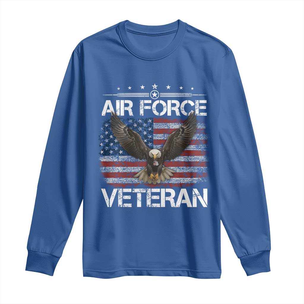 Air Force Veteran Long Sleeve Shirt Bald Eagle Vintage American Flag - Wonder Print Shop