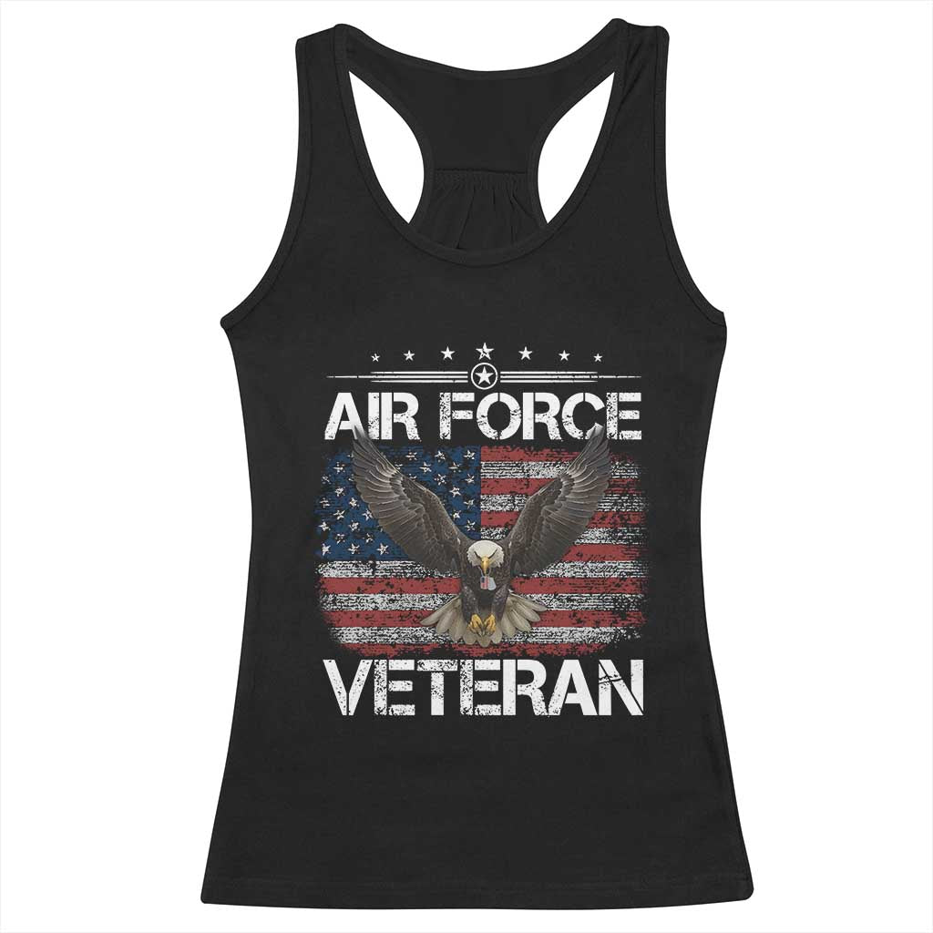 Air Force Veteran Racerback Tank Top Bald Eagle Vintage American Flag - Wonder Print Shop