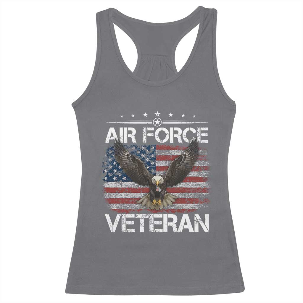 Air Force Veteran Racerback Tank Top Bald Eagle Vintage American Flag - Wonder Print Shop