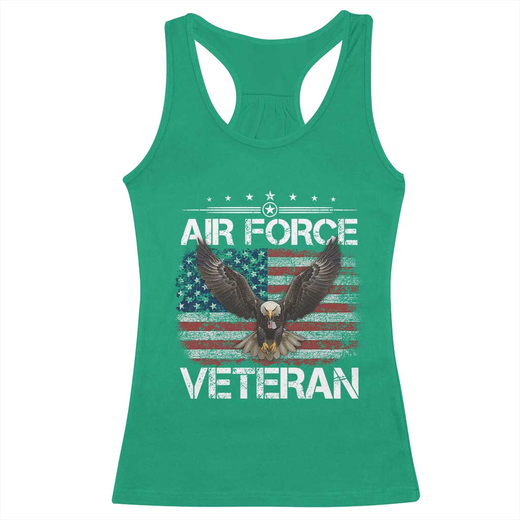 Air Force Veteran Racerback Tank Top Bald Eagle Vintage American Flag - Wonder Print Shop