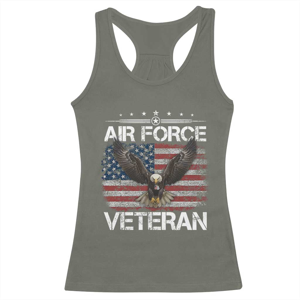 Air Force Veteran Racerback Tank Top Bald Eagle Vintage American Flag - Wonder Print Shop