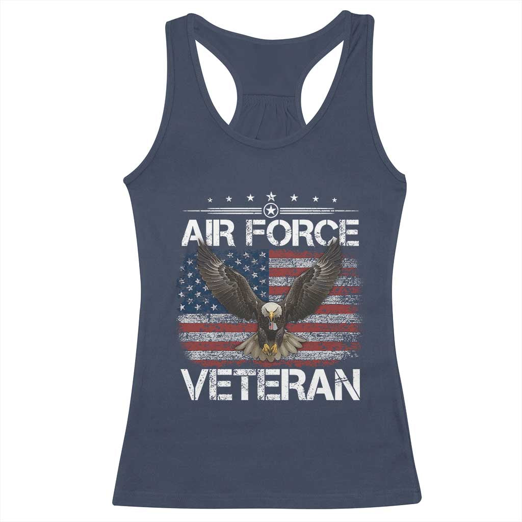Air Force Veteran Racerback Tank Top Bald Eagle Vintage American Flag - Wonder Print Shop