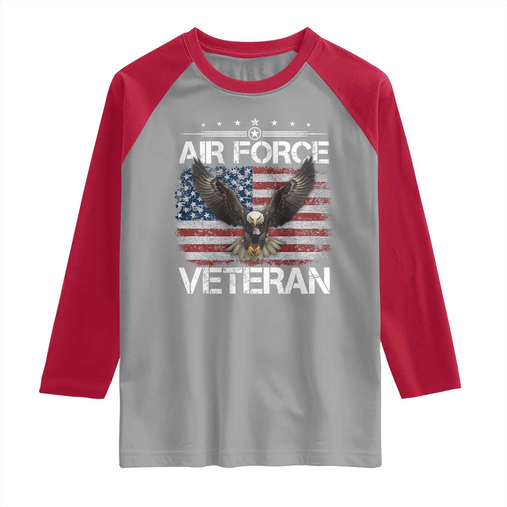 Air Force Veteran Raglan Shirt Bald Eagle Vintage American Flag - Wonder Print Shop