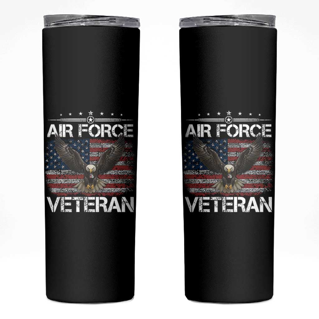 Air Force Veteran Skinny Tumbler Bald Eagle Vintage American Flag - Wonder Print Shop