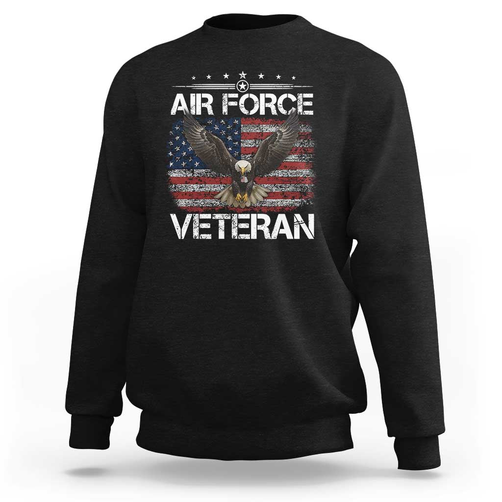 Air Force Veteran Sweatshirt Bald Eagle Vintage American Flag - Wonder Print Shop