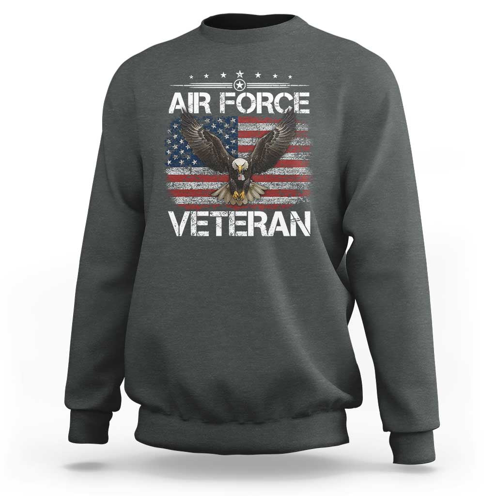 Air Force Veteran Sweatshirt Bald Eagle Vintage American Flag - Wonder Print Shop