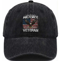 Air Force Veteran Washed Cotton Baseball Cap Bald Eagle Vintage American Flag