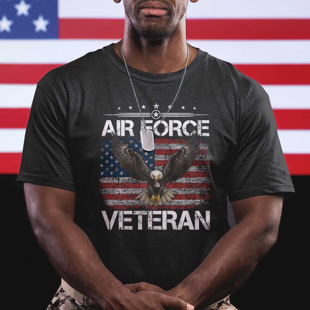 Air Force Veteran T Shirt Bald Eagle Vintage American Flag - Wonder Print Shop