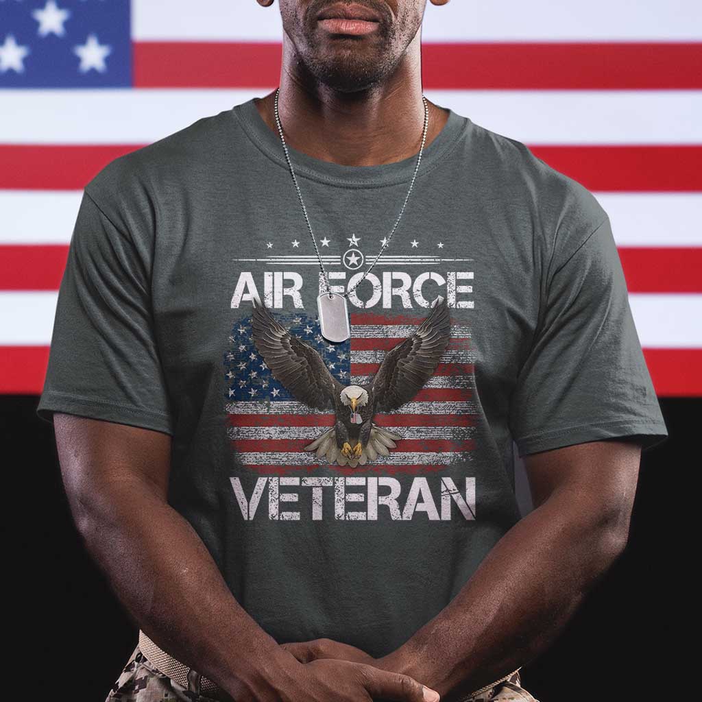 Air Force Veteran T Shirt Bald Eagle Vintage American Flag - Wonder Print Shop