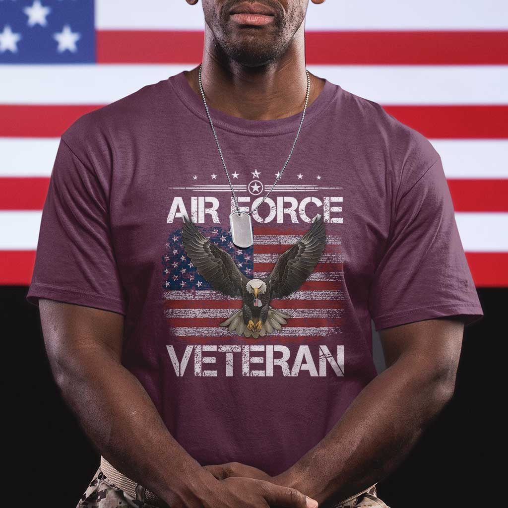 Air Force Veteran T Shirt Bald Eagle Vintage American Flag - Wonder Print Shop