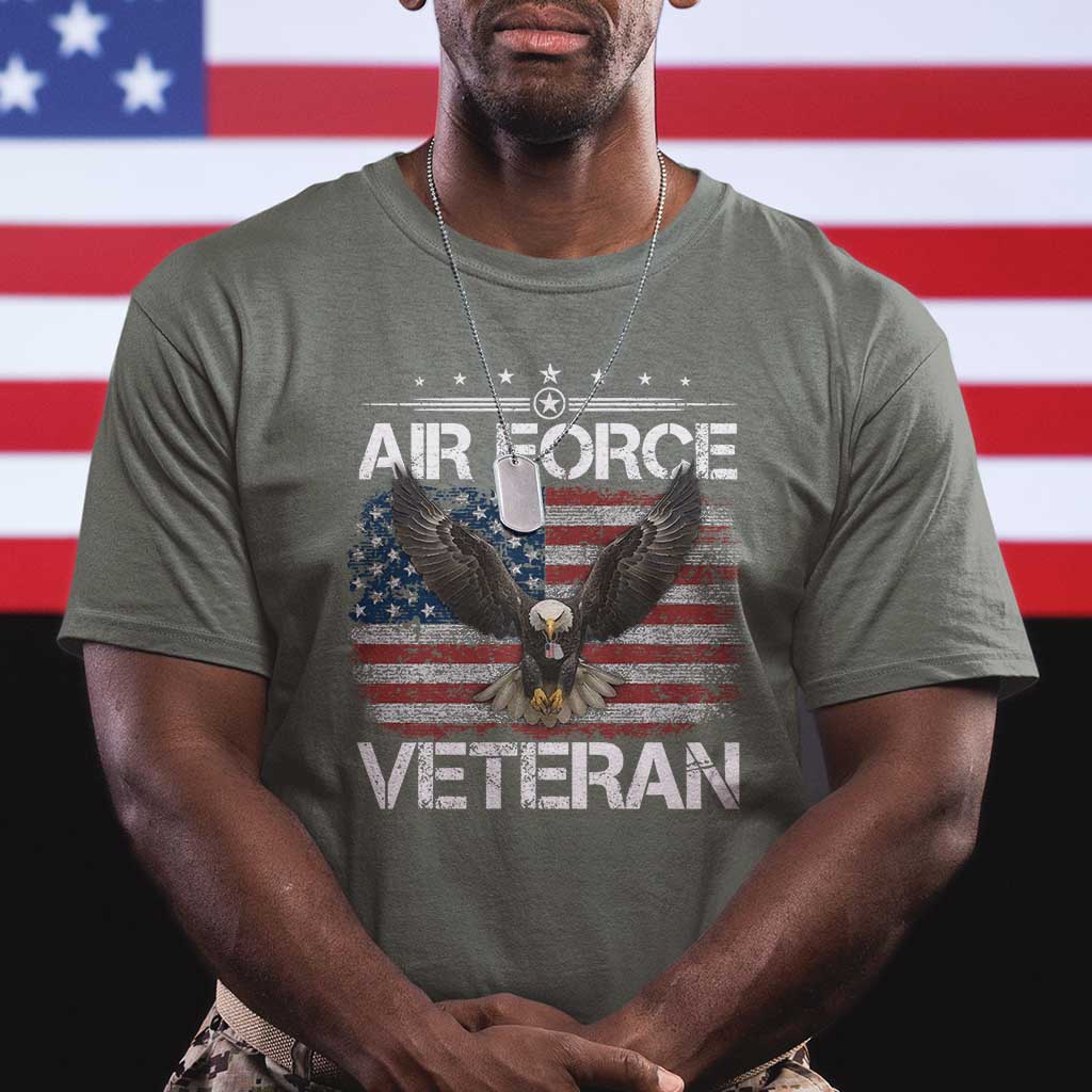 Air Force Veteran T Shirt Bald Eagle Vintage American Flag - Wonder Print Shop