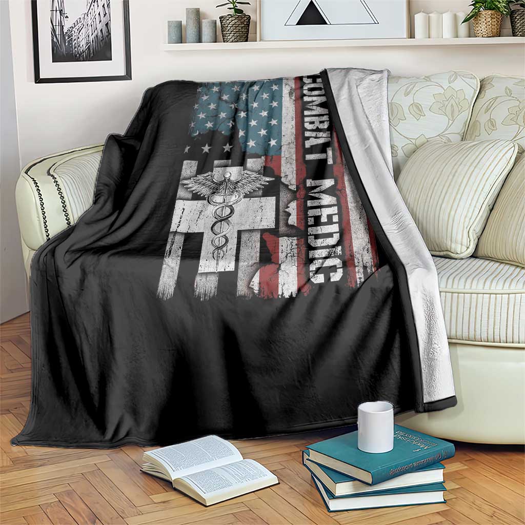 Combat Medic Soldier Throw Blanket Medical Military American Flag - Wonder Print Shop
