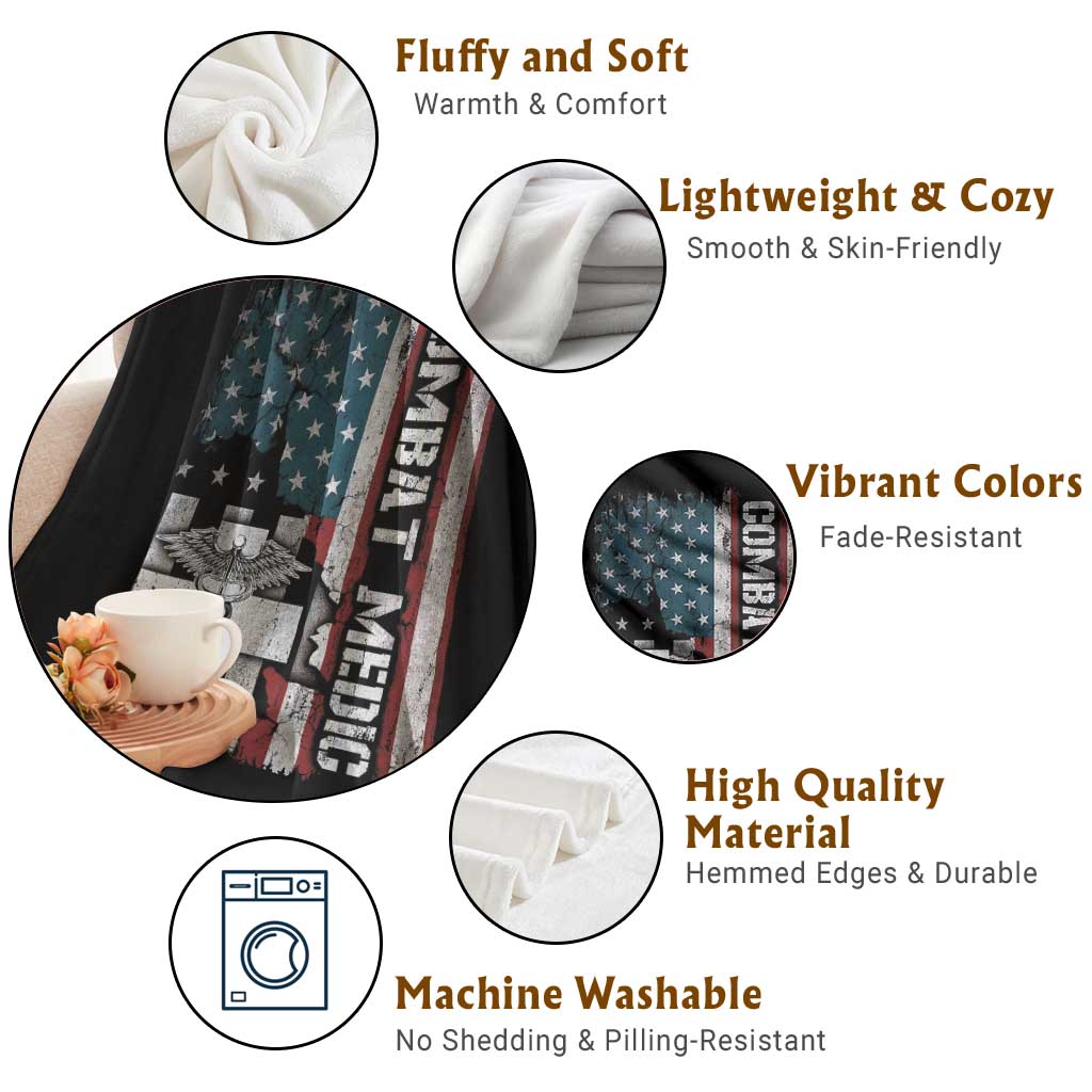 Combat Medic Soldier Throw Blanket Medical Military American Flag - Wonder Print Shop