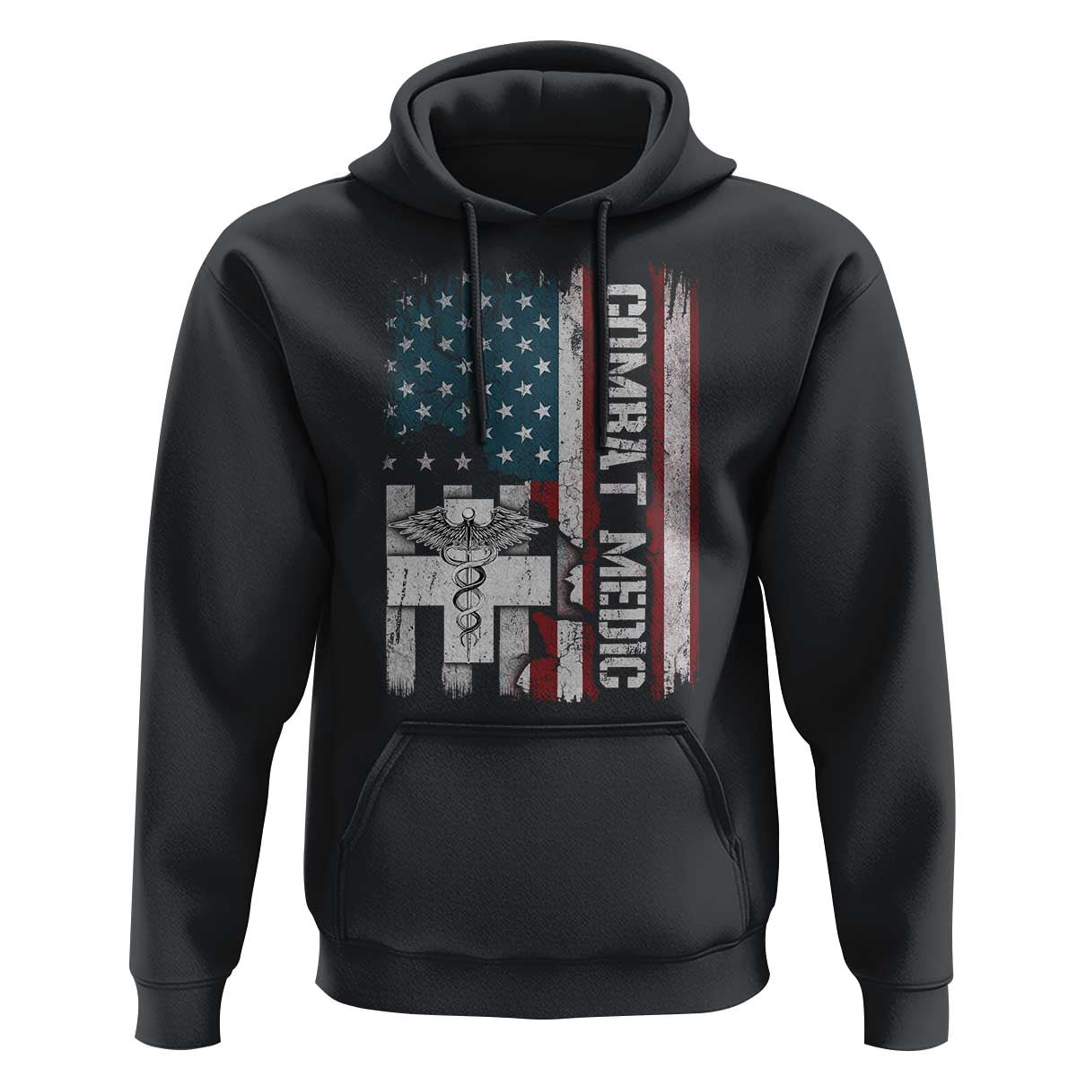 Combat Medic Soldier Hoodie Medical Military American Flag - Wonder Print Shop