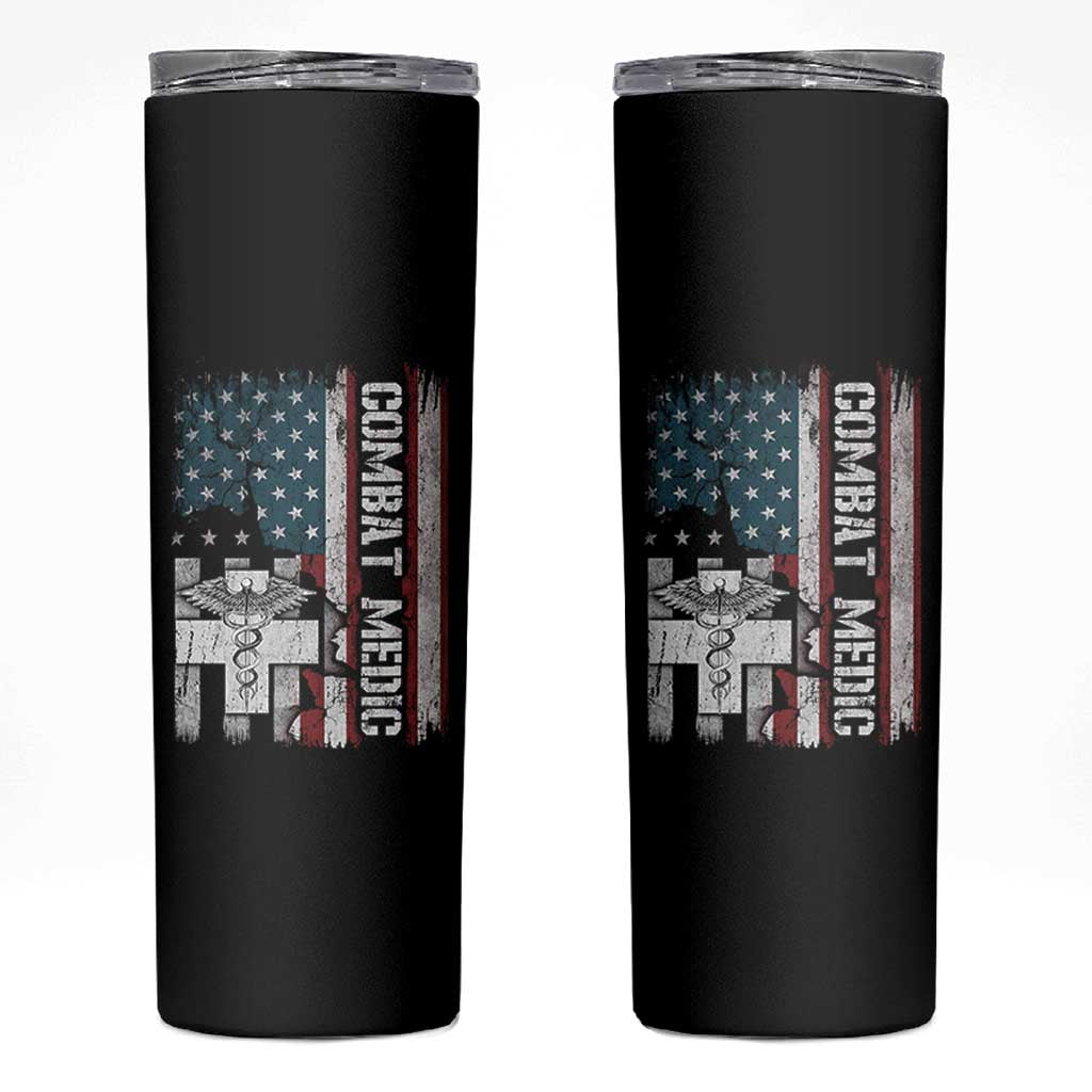 Combat Medic Soldier Skinny Tumbler Medical Military American Flag - Wonder Print Shop