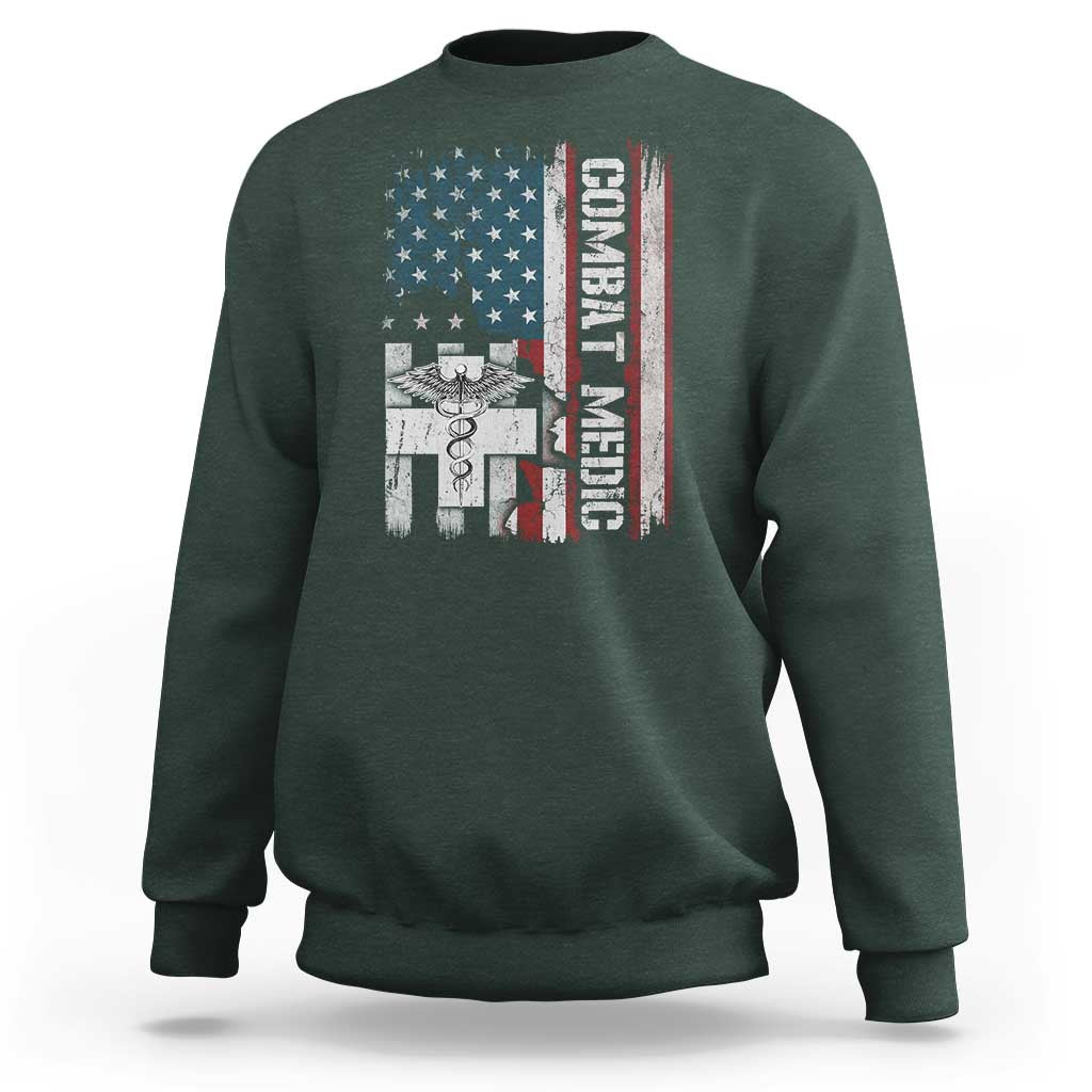 Combat Medic Soldier Sweatshirt Medical Military American Flag - Wonder Print Shop