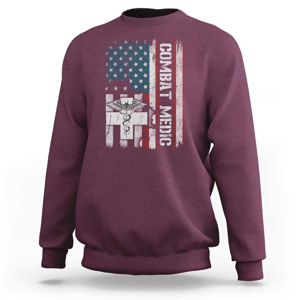 Combat Medic Soldier Sweatshirt Medical Military American Flag - Wonder Print Shop
