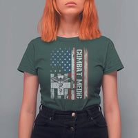 Combat Medic Soldier T Shirt For Women Medical Military American Flag - Wonder Print Shop