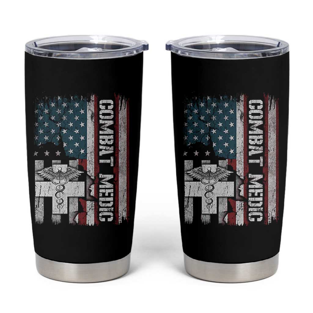 Combat Medic Soldier Tumbler Cup Medical Military American Flag - Wonder Print Shop