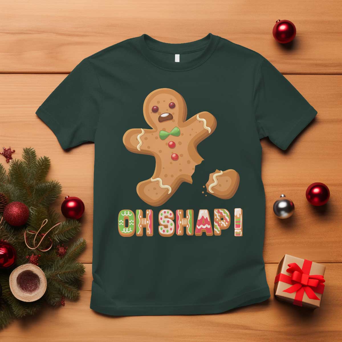 Funny Christmas Gingerbread T Shirt Oh Snap Cookie Baking - Wonder Print Shop