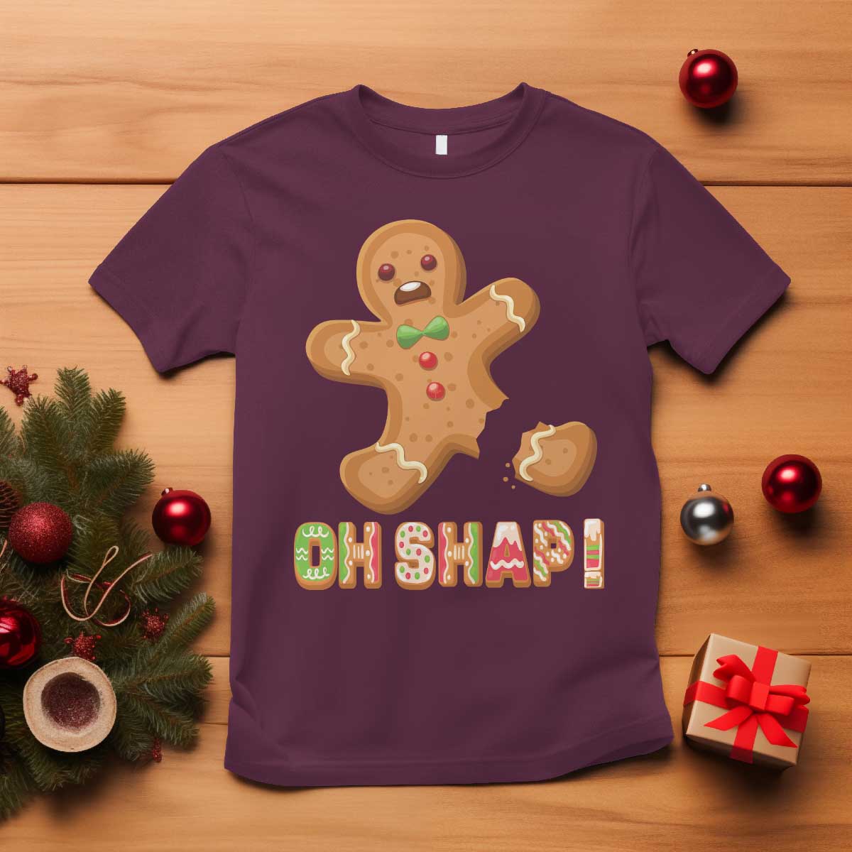 Funny Christmas Gingerbread T Shirt Oh Snap Cookie Baking - Wonder Print Shop