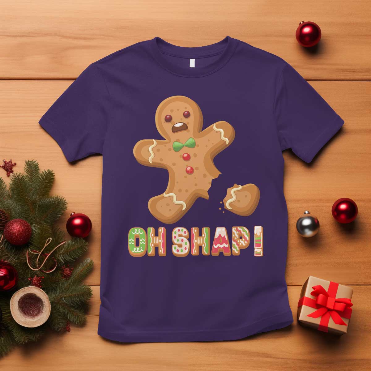 Funny Christmas Gingerbread T Shirt Oh Snap Cookie Baking - Wonder Print Shop