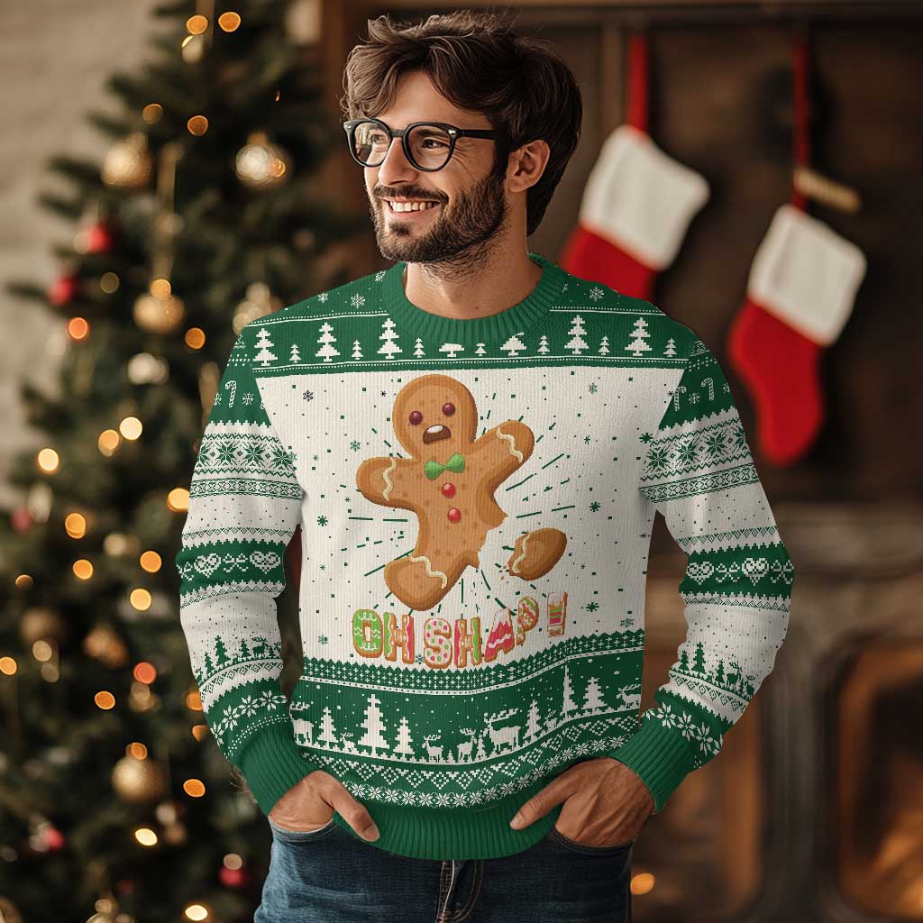 Funny Xmas Gingerbread Ugly Christmas Sweater Oh Snap Cookie Baking - Wonder Print Shop