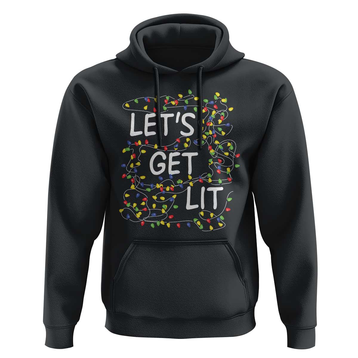 Funny Christmas Hoodie Let's Get Lit Led Lights Xmas