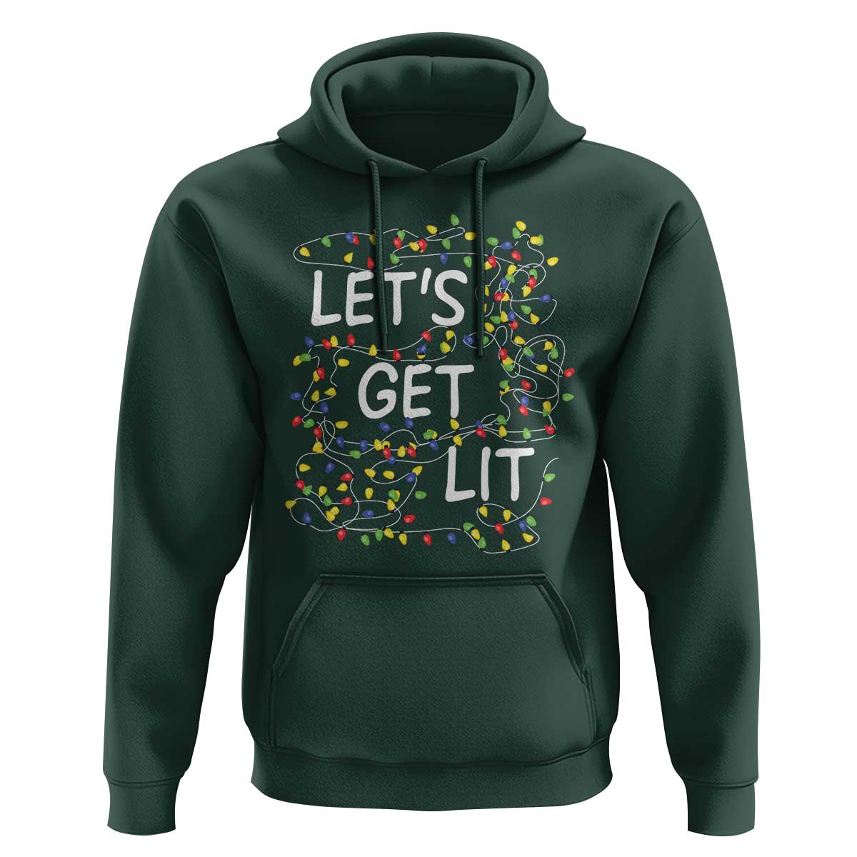 Funny Christmas Hoodie Let's Get Lit Led Lights Xmas