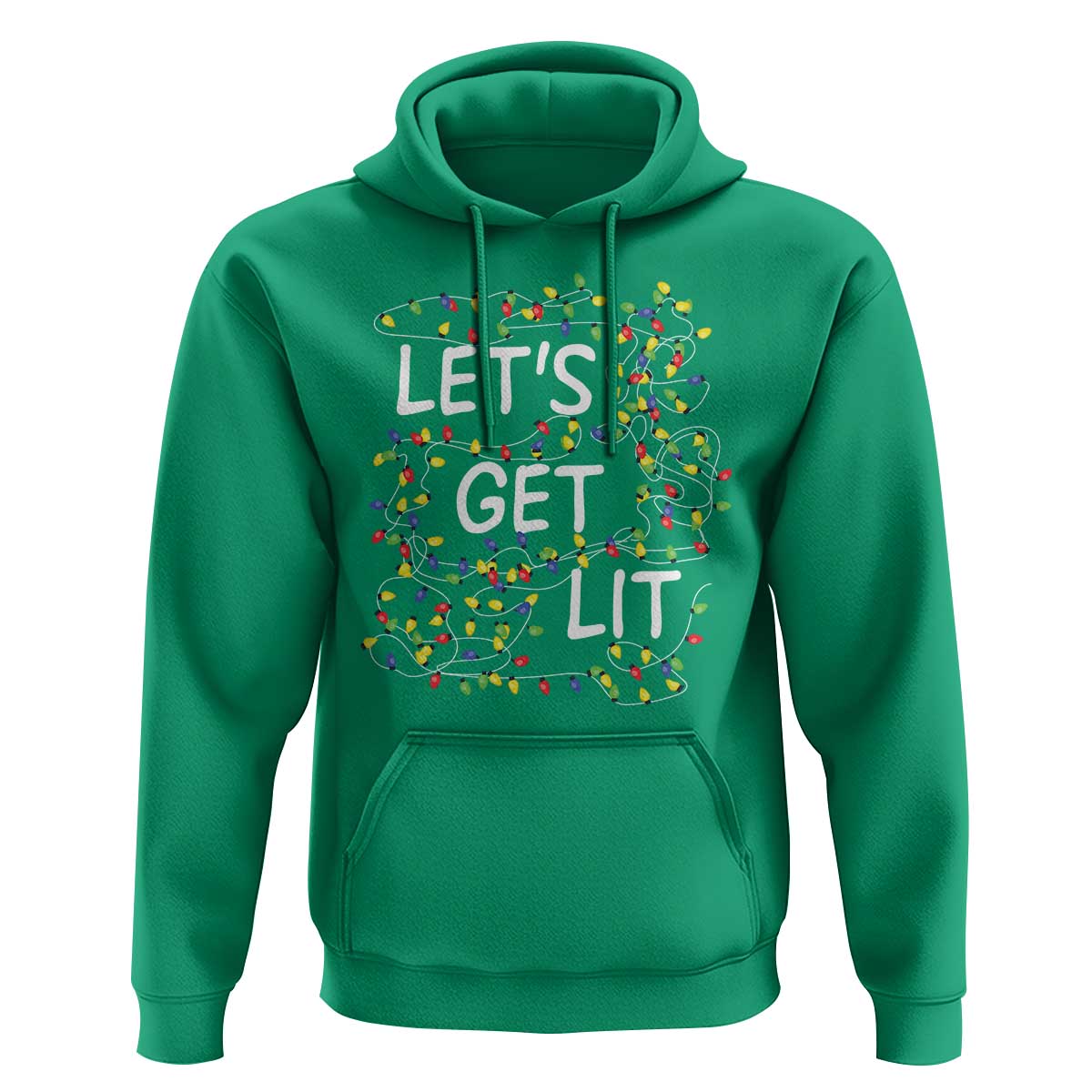 Funny Christmas Hoodie Let's Get Lit Led Lights Xmas