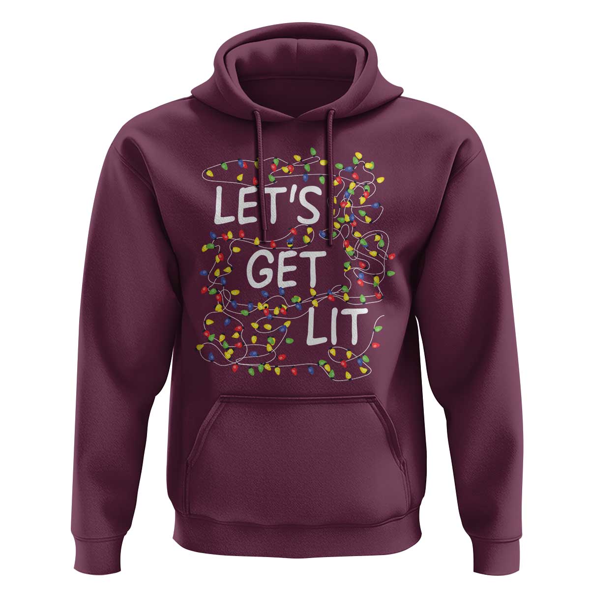 Funny Christmas Hoodie Let's Get Lit Led Lights Xmas