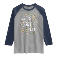 Funny Christmas Raglan Shirt Let's Get Lit Led Lights Xmas - Wonder Print Shop