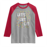 Funny Christmas Raglan Shirt Let's Get Lit Led Lights Xmas - Wonder Print Shop