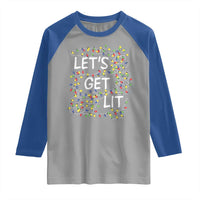 Funny Christmas Raglan Shirt Let's Get Lit Led Lights Xmas - Wonder Print Shop